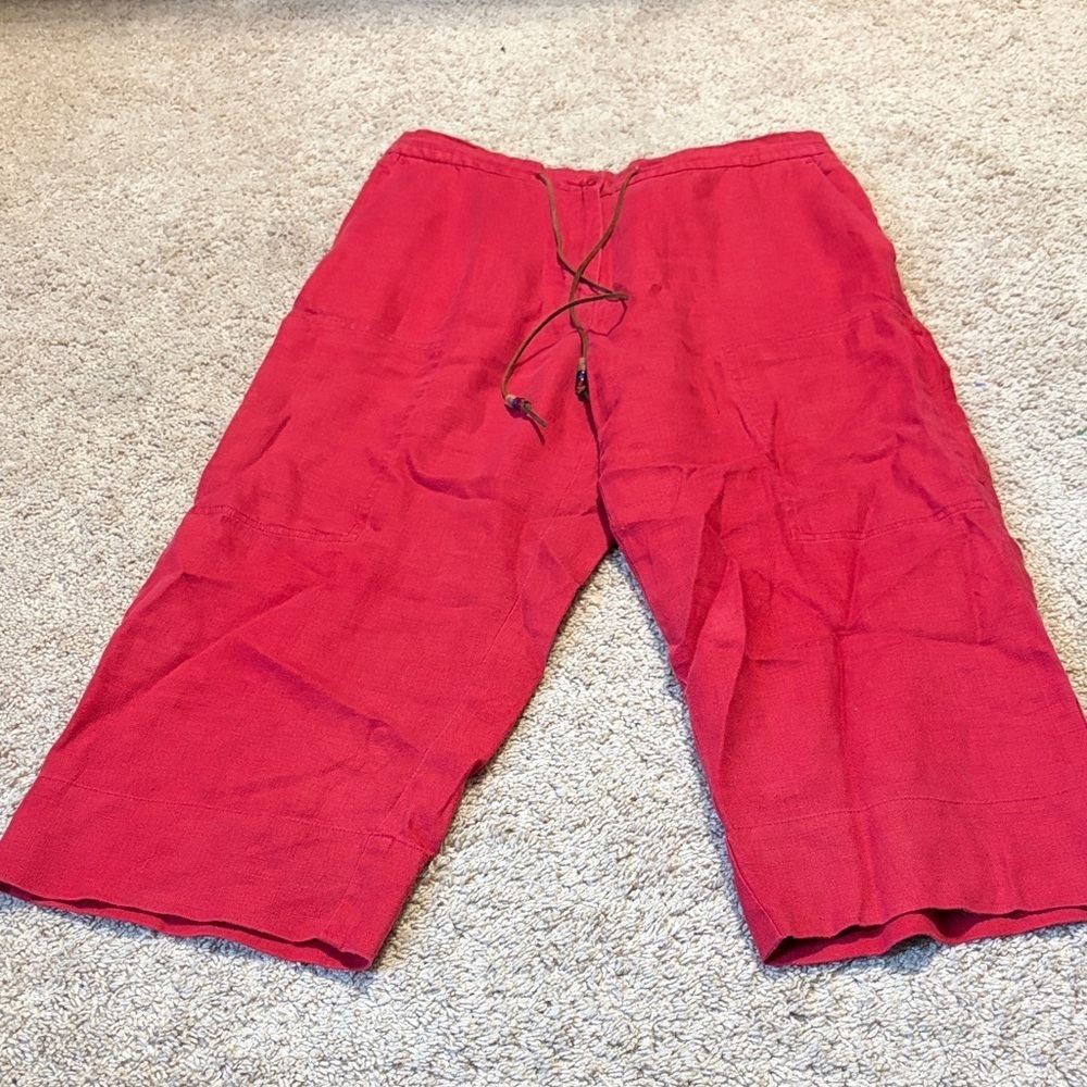 Lauren Ralph Lauren Red Capri Linen Pants Size 10